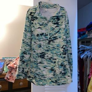 Blue green quarter zip with pocket